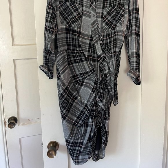 Veronica Beard Sierra Black Gray Pink Plaid Shirt Dress, Size 8 - Picture 3 of 8